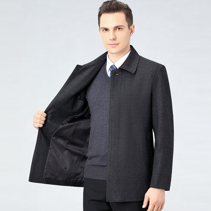 2022 Men's Single-Breasted Cashmere Coat - Business Casual Loose Wool Jacket for Middle-Aged Dads