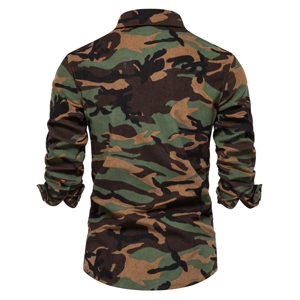 New Autumn and Winter Corduroy Shirt Men's Fashion Slim Casual