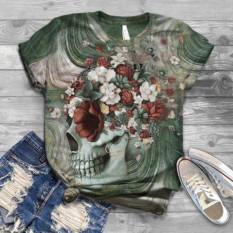 Uformell Kortermet Trykket Moteriktig Oversized 3D Topp Mønster T-skjorte for Menn Komfortabel Sommer Rund Hals