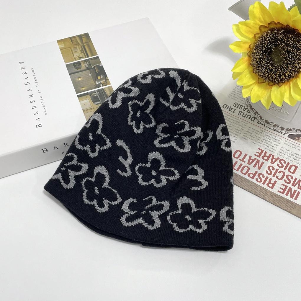 Women's and Men's Daily Flower Knit Beanie Hat