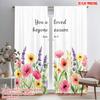 2pcs 2D Flat Printing Window Curtains Rustic Floral Wall Polyester Without Electricity Birthday Party Perfect for Holiday