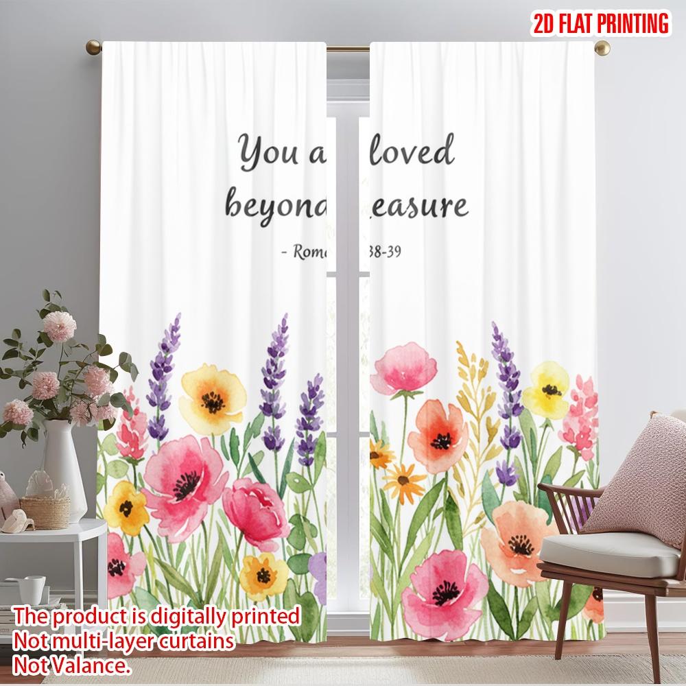

2pcs 2D flat printing Window Curtains Rustic Floral Wall Polyester Without Electricity Birthday Party Perfect for Holiday 52.50×116.00 CM 2pcs