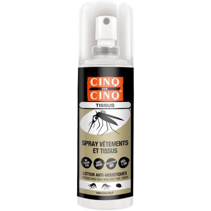 Cinq sur Cinq Kit Haute protection contre les Moustiques Spray Tropic 75 ml Spray Vètement 100 ml