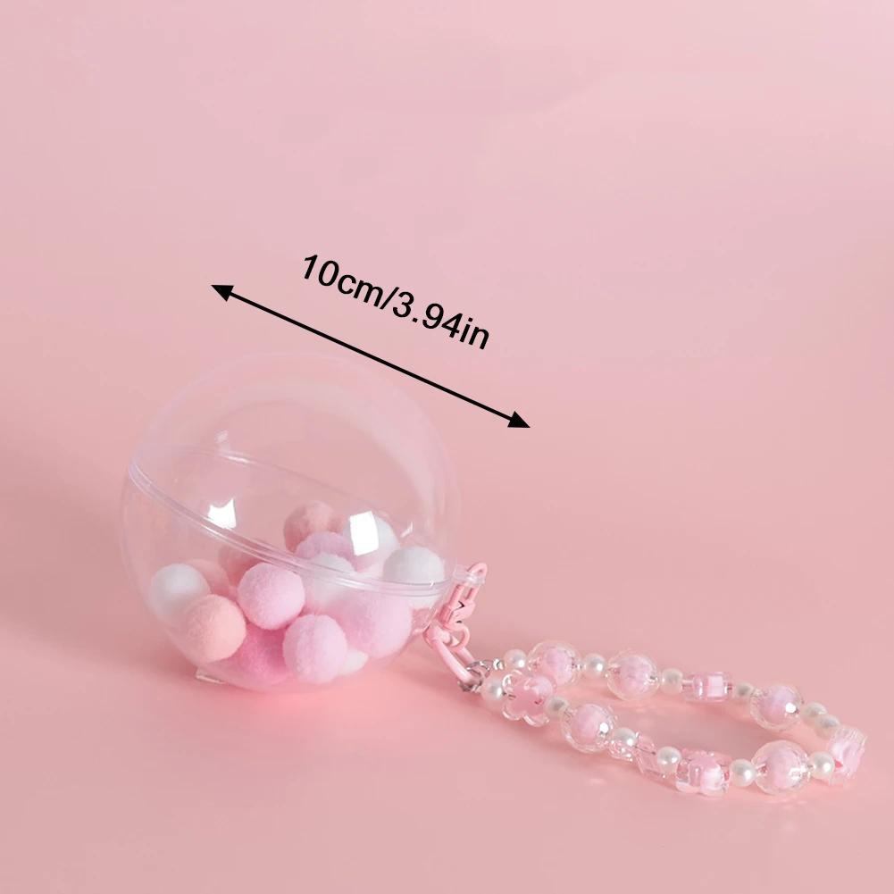 Small Doll Storage Bag Outdoor Doll Bag Keychain Portable Carrying Case Transparent Doll Display Bag with Plush Ball