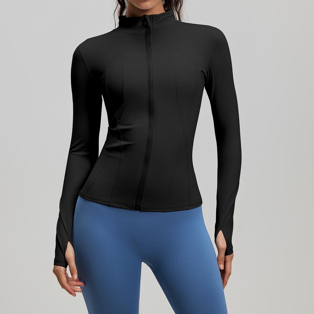 Naked Yoga Clothes Sports Jacket Slim Nylon Stand-Up Collar Tight Jacket Top Running Fitness Clothes