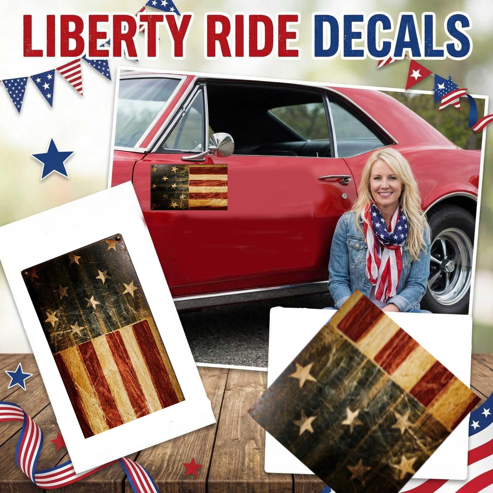 Декорация  Звездно-полосатый флаг  ко Дню Независимости Наклейка на кузов автомобиля S
