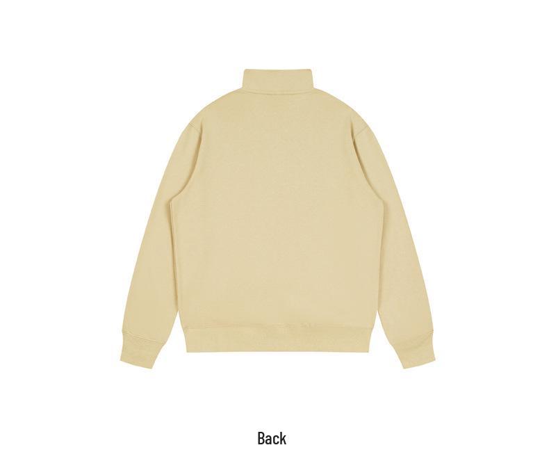 350g Heavyweight Stand Collar Half-Zip Hoodie for Outdoor Sports - Plain Color, High Quality, Spring & Autumn Wear