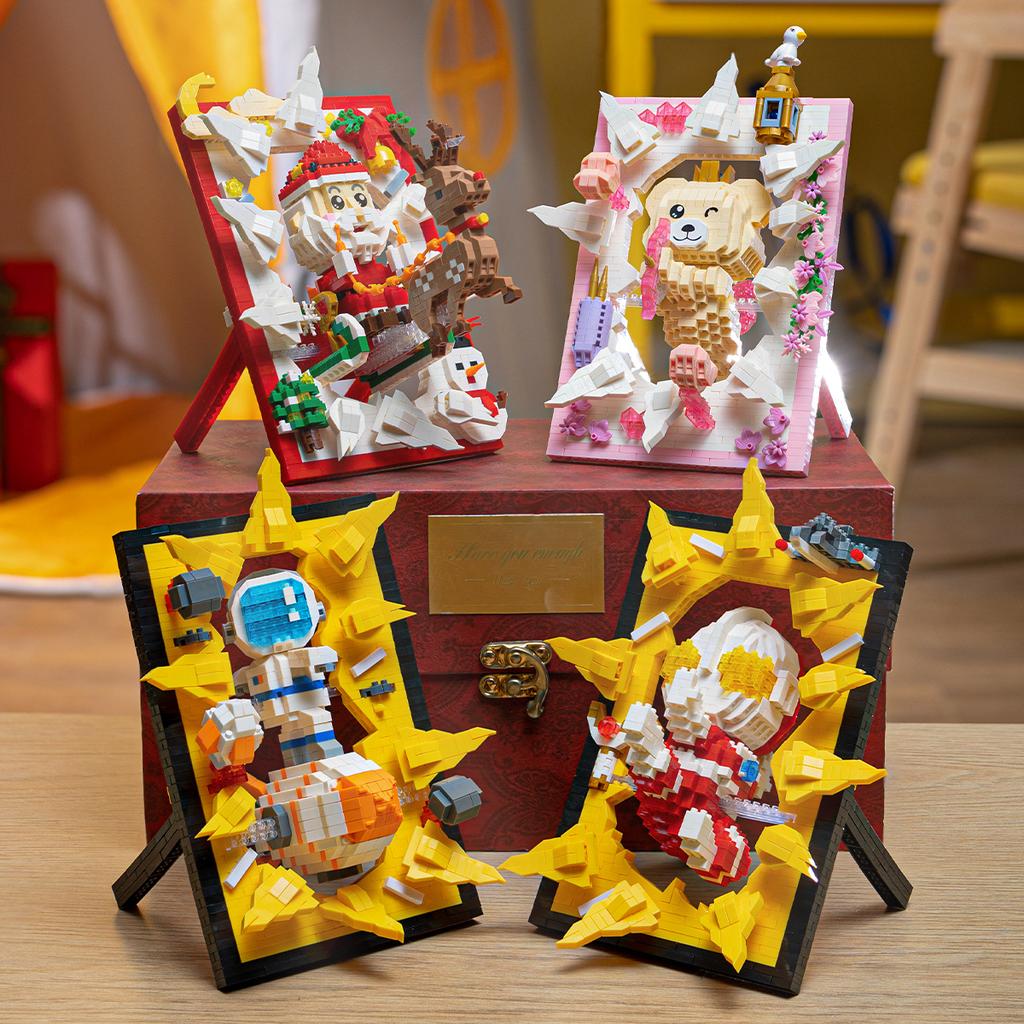 Building Blocks Cute Cartoon Animal Figure Stereo Display Photo Album Frame Picture Frame Girl Gift
