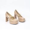 2025Spring and Summer New Square-toed Platform Temperament Versatile One-word with Metal Buckle Square Heel Women's High Heels