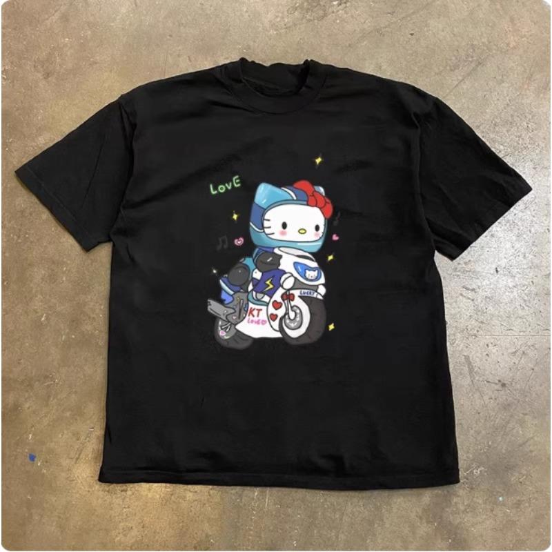 

Sanrio 2026 Summer Comic Form Hello Kitty Image 100 Cotton Printed Casual Tshirt Adult Children Parentchild Top Casual Wear S