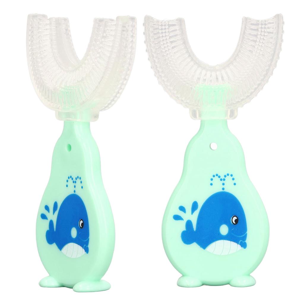 2pcs U Shaped Toothbrush Food Grade Soft Silicone Manual Training Toothbrush 360 Degrees Oral