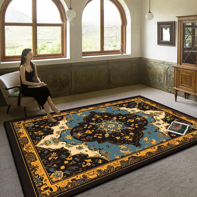 Persian Luxury Living Room Carpet Boho Non-slip Decoration Sofa Large Rugs Bedroom Bedside Foldable Tatami Floor Mat Washable