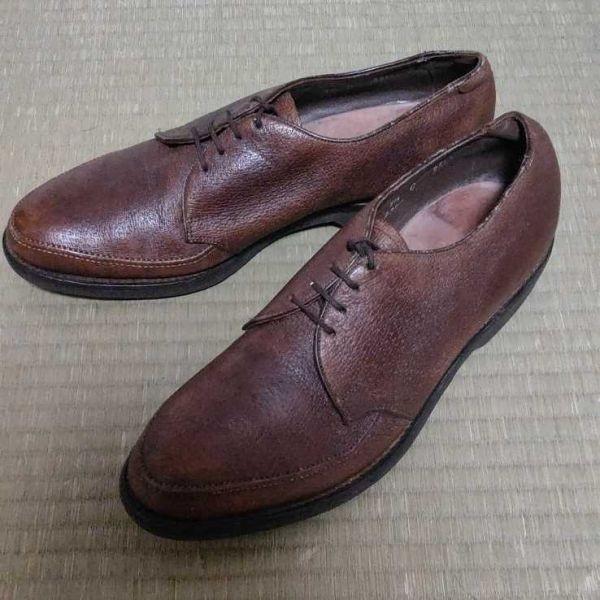 60s-70s Vintage/Allen Edmonds Turf-Skos/Pigskin/Boarhide U-Tip Leather Shoes/9.5C/26.5-27.0/Brown/(USED)