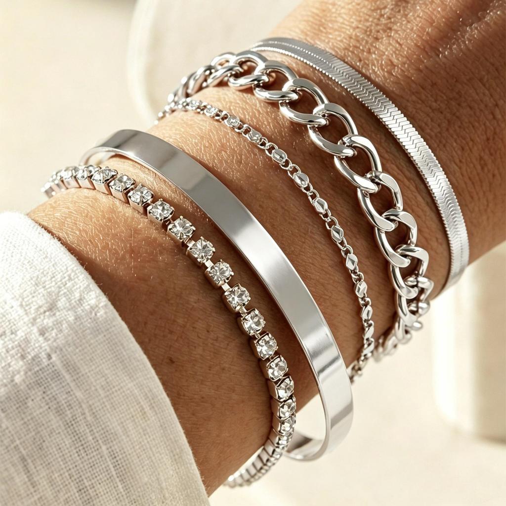 Europese & Amerikaanse Mode Geometrische Meerlaagse Gedraaide Armband Set - 10 Stuks