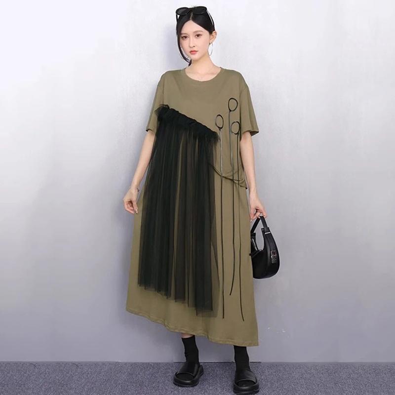 XITAO Irregular Solid Color Loose Dress ZMY1376