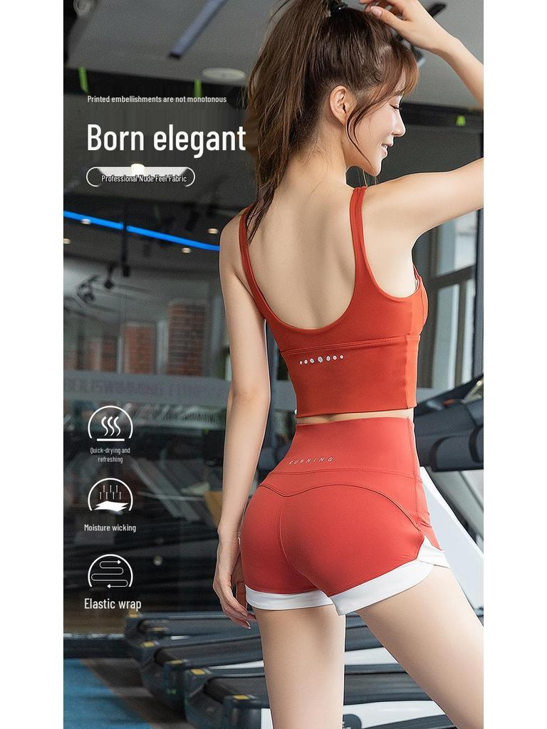 Vibrant Colorblock High-Waist Hip Lift Peach Yoga Suit for Women