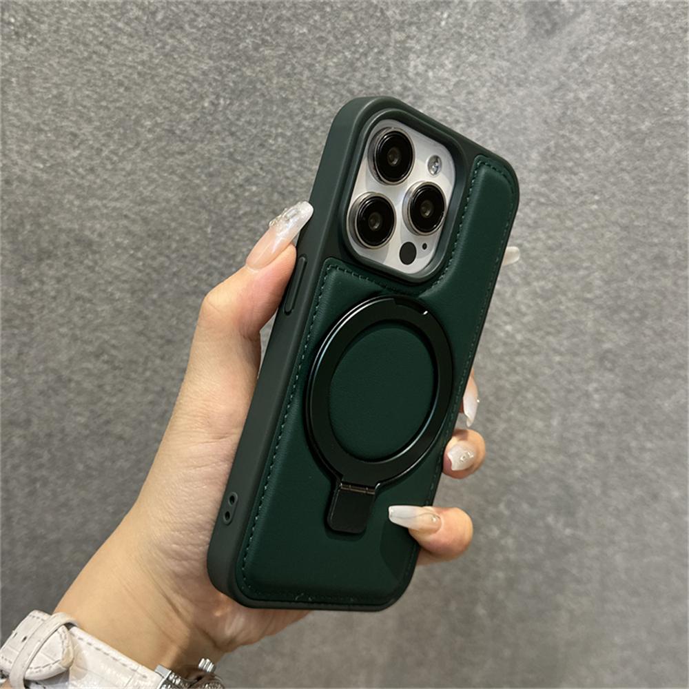 

Роскошный кожаный чехол-подставка с кольцом для бизнеса с магнитной фиксацией для iPhone 16 Pro Max 15 14 13 12 для беспроводной зарядки MagSafe, противоударный чехол For iPhone 15 Pro