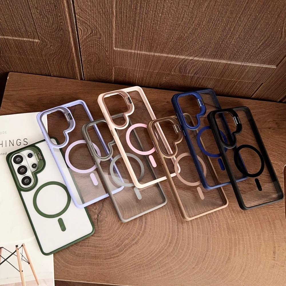 For Magsafe Camera Fold Stand Holder Bracket Phone Case For Samsung S26 S25 Ultra Plus A56 A36 A06 Stand Magnetic Cover