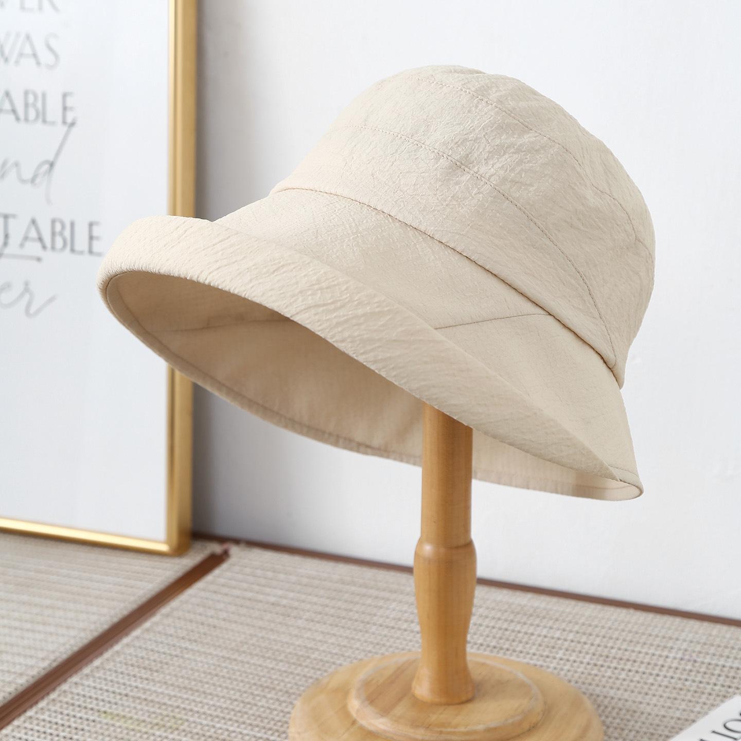 Summer Solid Color Versatile Bucket Hat Curled-Brimmed Fisherman s Hats Women Outdoor Hat 56-58cm