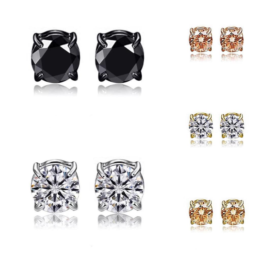 Zircon Magnet Ear Clips for Non-Pierced Ears - Unisex Stud Earrings