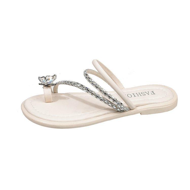 

Mezzanine flat slippers women s summer wear 2025 summer new pearl beach sandals fashion ins fairy style 40
