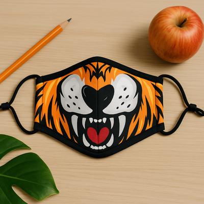 Reusable Kids Face Mask, Tiger Print