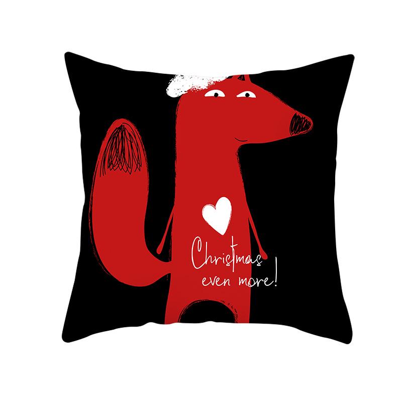 Peach Skin Christmas Print Pillow Case Cartoon Animal Home Sofa Cushion Cover Bedside Bedroom Pillow