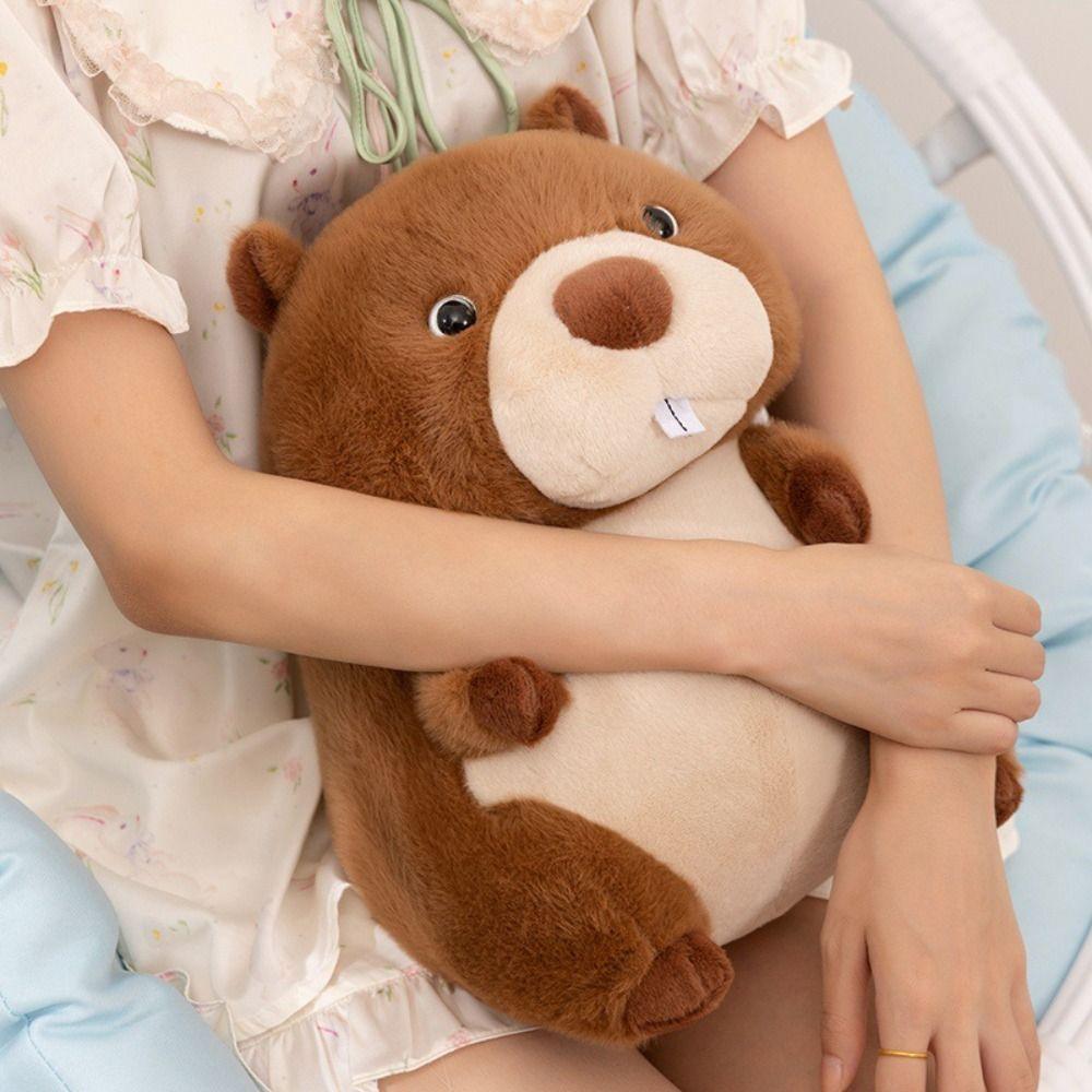 Fluffy Stuffed Cartoon Groundhog Doll PP Cotton Chubby Marmot Stuffed Toy  Decoration Gifts