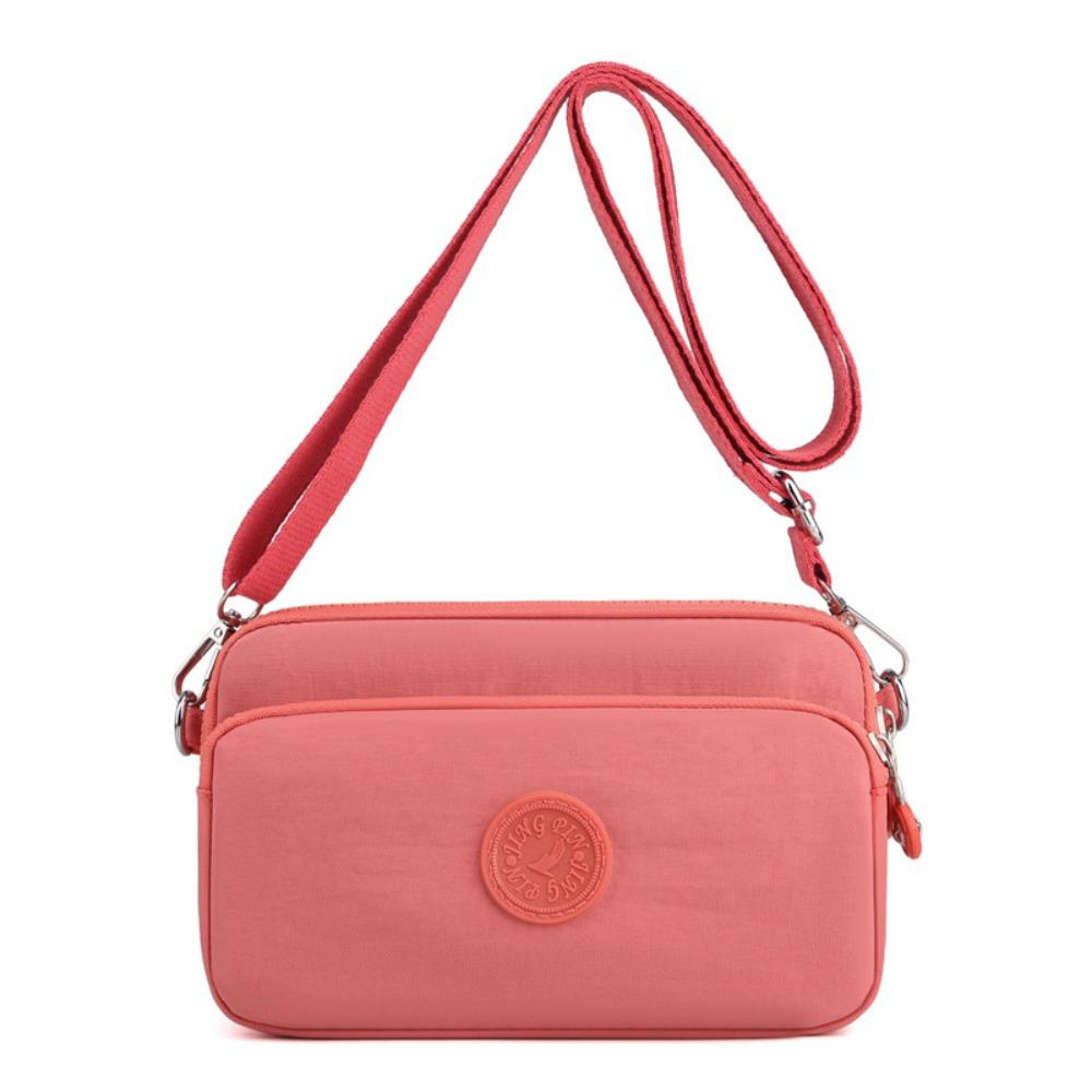 

Многослойная наплечная сумка, нейлоновая маленькая сумка для телефона, портативная сумка через плечо из ткани Оксфорд, для девочек розовый