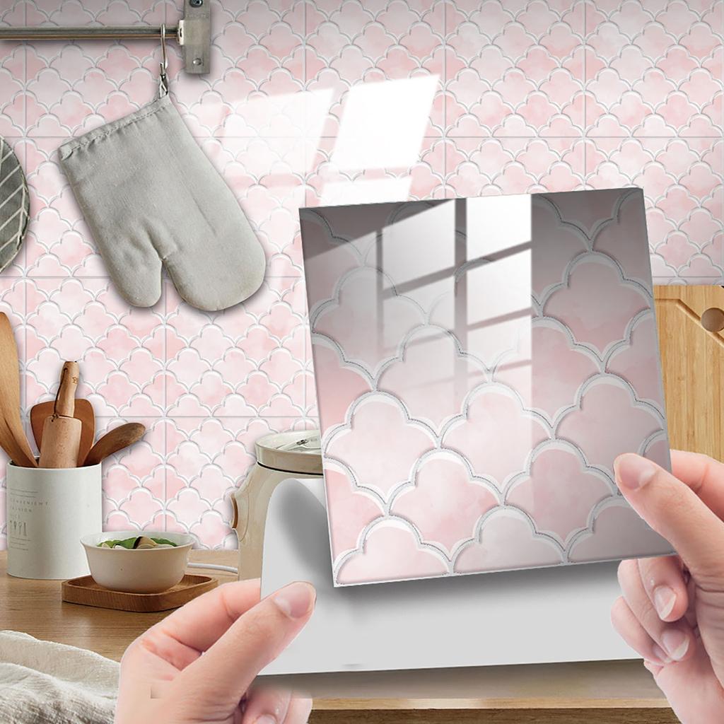 10pcs Lotus Crystal Film Mosaic Tile Wall Sticker Self Adhesive 3d Art Decals For Kitchen Bathroom Fashion Wall Sticker