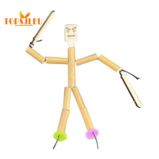 Bamboo Man Toy DIY Puppet Kit,Children Interactive Game,Bamboo Craft Material Kit,Boys Girls Gift
