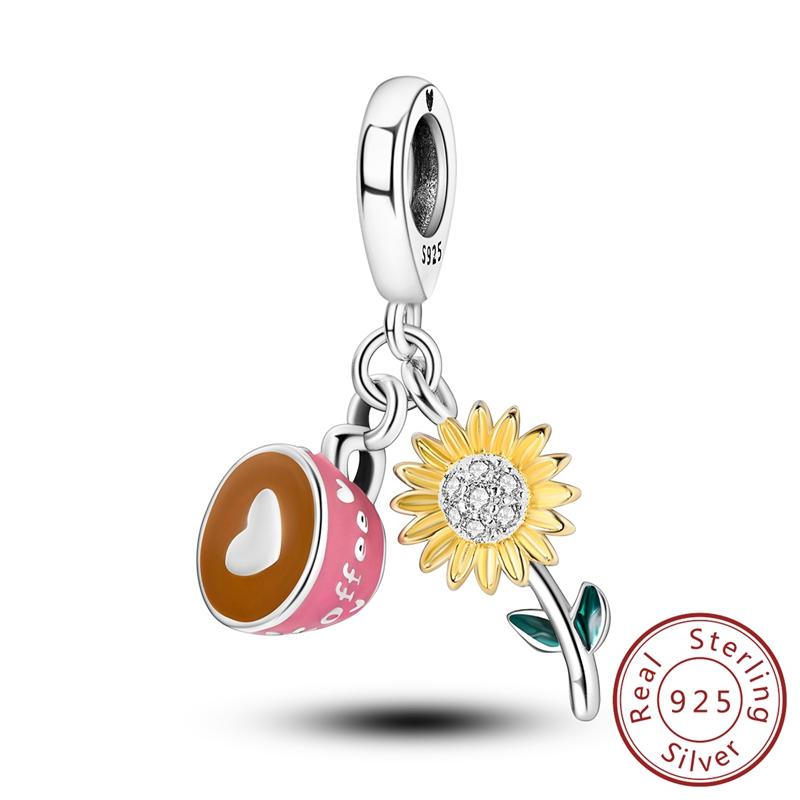 Copper Pink Cat Butterfly Charm Bead Charms Bead Charms Star Shape Moon Sunflower Coffee Cup Pendants Compatible With Bracelets Do It Yourself Jewelle