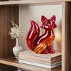 Little Fox Figurine Hand-Carved Healing Guardian Fox Statue Lucky Animal Sculpture Home Office Desktop Decoration Ornament