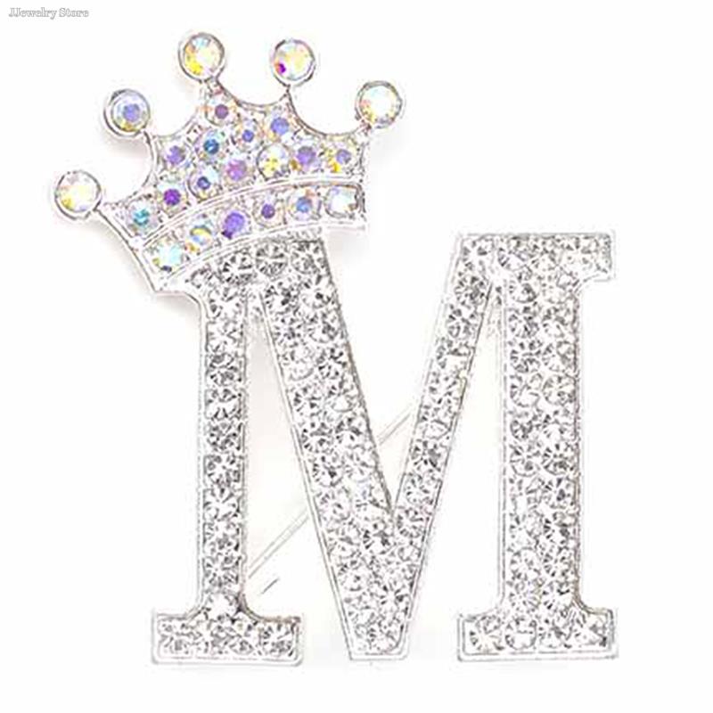 Nouvelle Broche 26 Lettres A-Z Strass Cristal Couleur Or Alphabet Anglais Épingles en Métal Accessoires de Bijouterie Mignons Cadeau de Noël