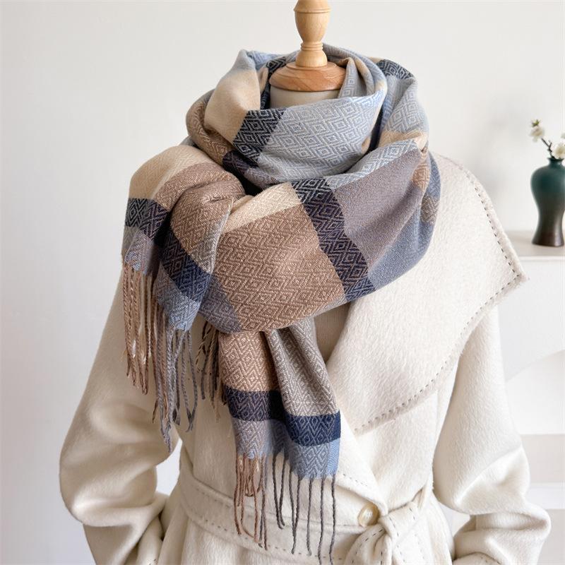 British Classic Australian Scarf - Vintage Striped Winter Warmth Windproof  Scarf for Men and Women,Tassel Edges, Soft Texture