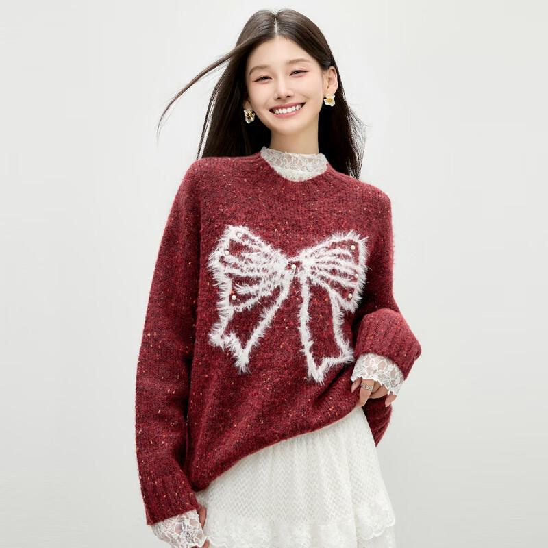 

Qiushui Yiren Winter 2025 Round Neck Bow Knit Top M