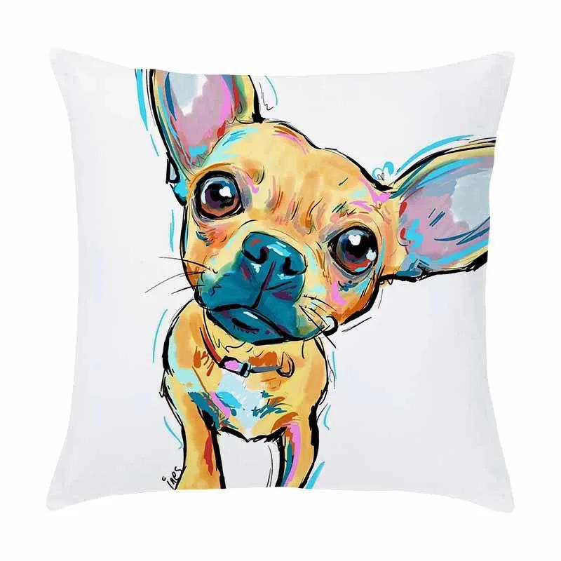 Customizable Home Square Soft Sofa Bed Pillow Cover Painted Dog Decorative Cartoon Puppy