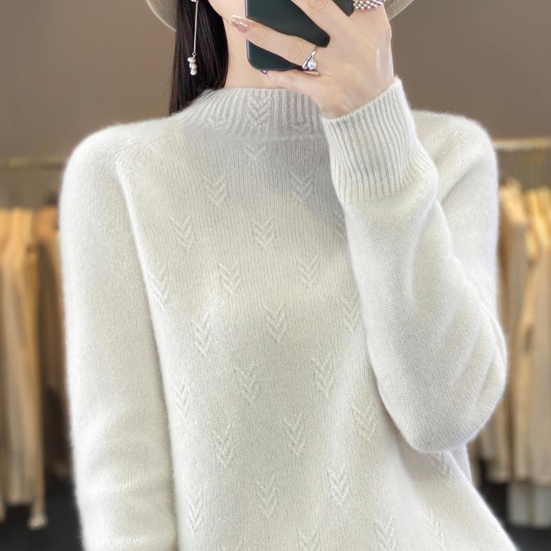 Dámský kašmírový svetr Kašmír Qinghe 30% kašmír 70% vlna podzimní a zimní pulovr hřejivý a módní
