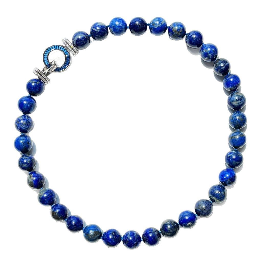 12Mm High Quality Large Particle Natural Lapis Lazuli Necklace Collarbone Chain