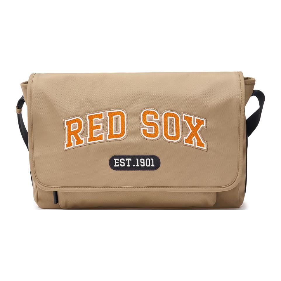 New MLB Basic Boston Red Sox Nylon Shoulder Bag, Crossbody Bag Unisex Dark Beige 3ACRL014N-43BGD