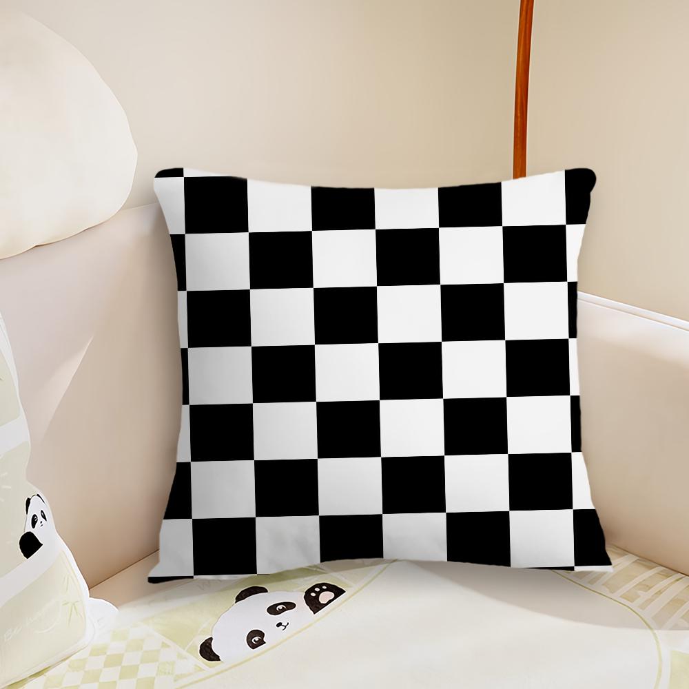 Fashion CCheckerboard Plaid Cushion Cover Plush Fabric Soft Double Sided Print Sofa Cushion Cover Throw Pillow Covers