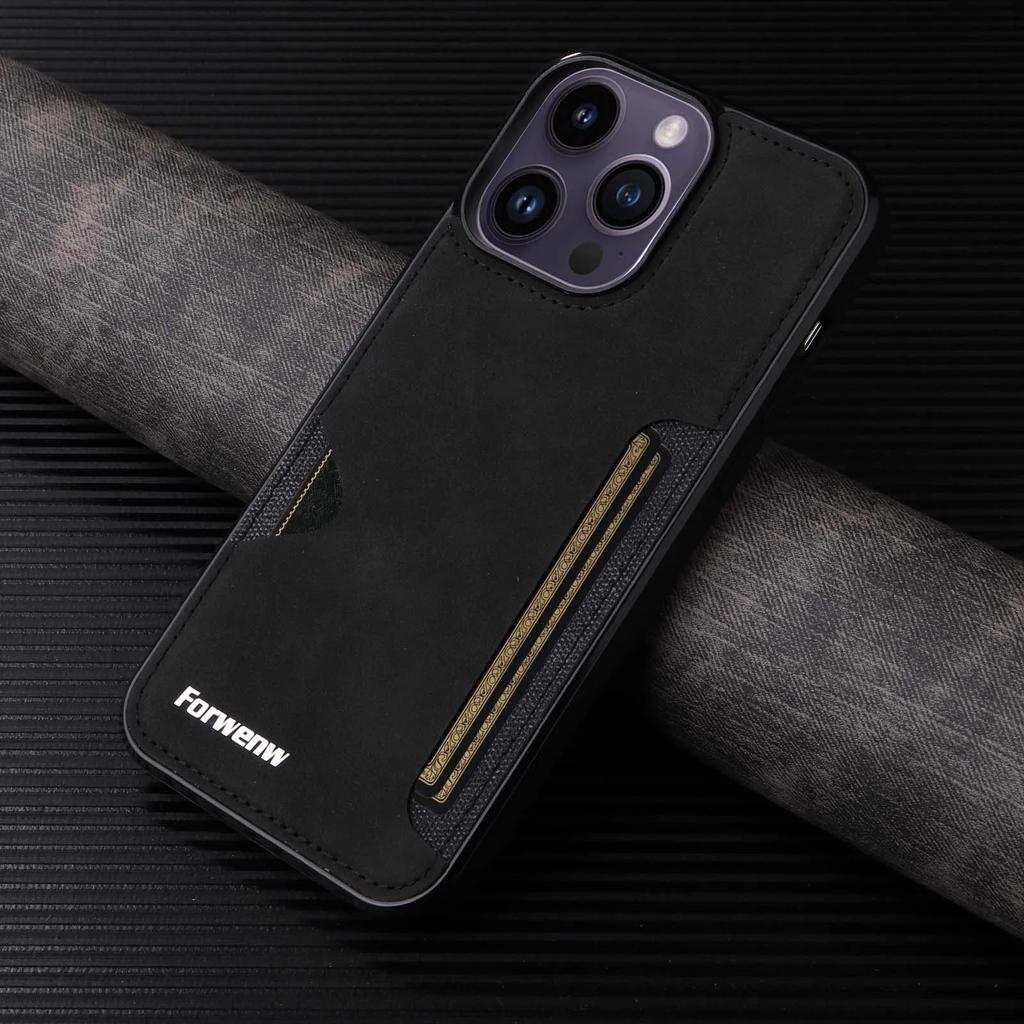 Retro Card Holder Phone Case for IPhone 16 15 Plus 14 13 12 11 Pro Max Mini XS XR X  Wallet PU Leather Shockproof  Cover