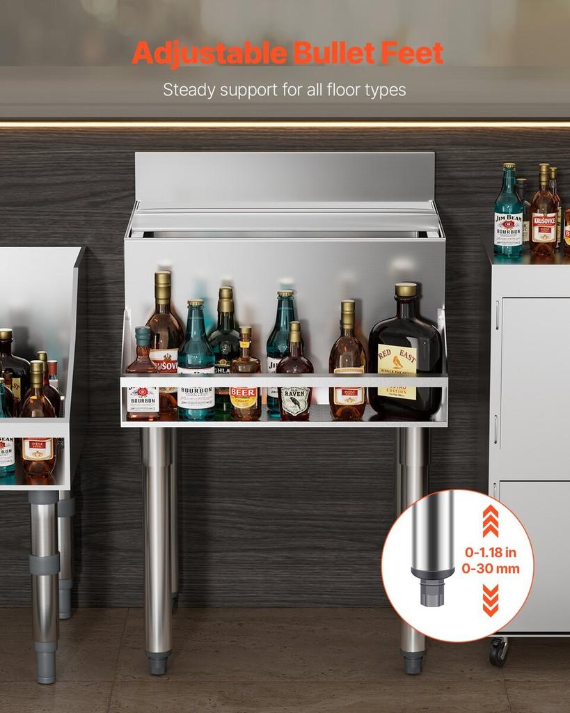 Commercial Ice Bin 61.6 L Underbar Ice Bin with Sliding Lid for Kitchens