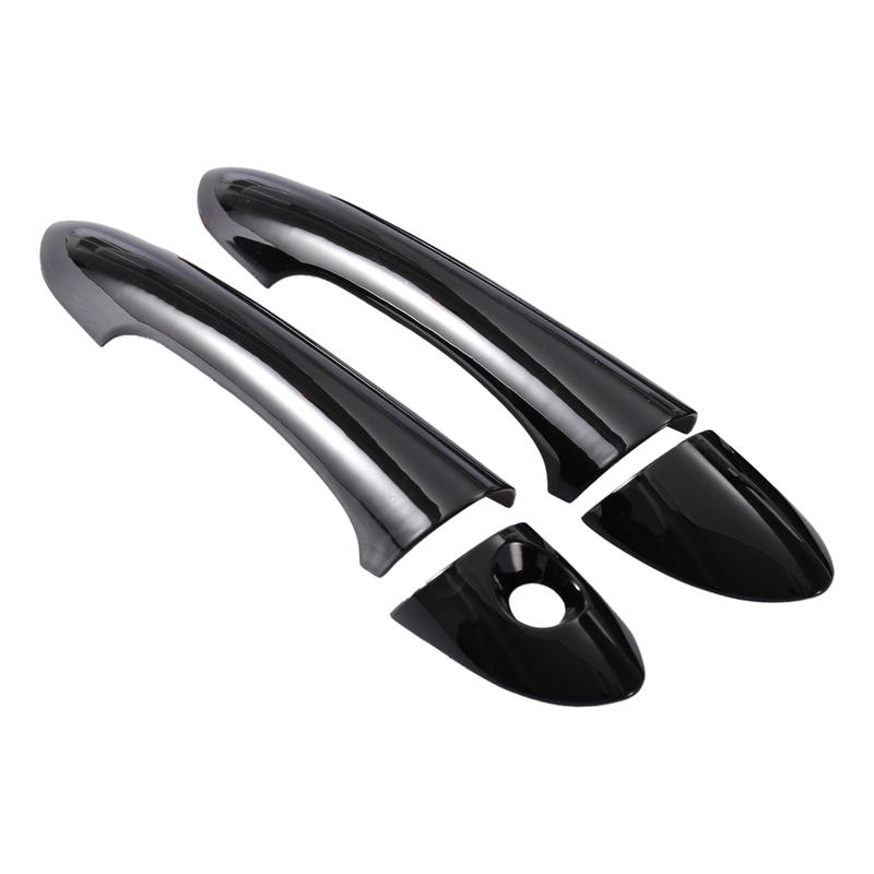 1 Set Black ABS Car Exterior Door Handle Covers Trims with Smart Key Hole Fit for Hyundai Sonata 2011 2012 2013 2014