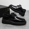 Spring new youth low-top casual shoes trendy lace-up thick-soled glossy men's shoes