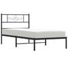 Metal Bed Frame with Headboard Black 90x200 cm