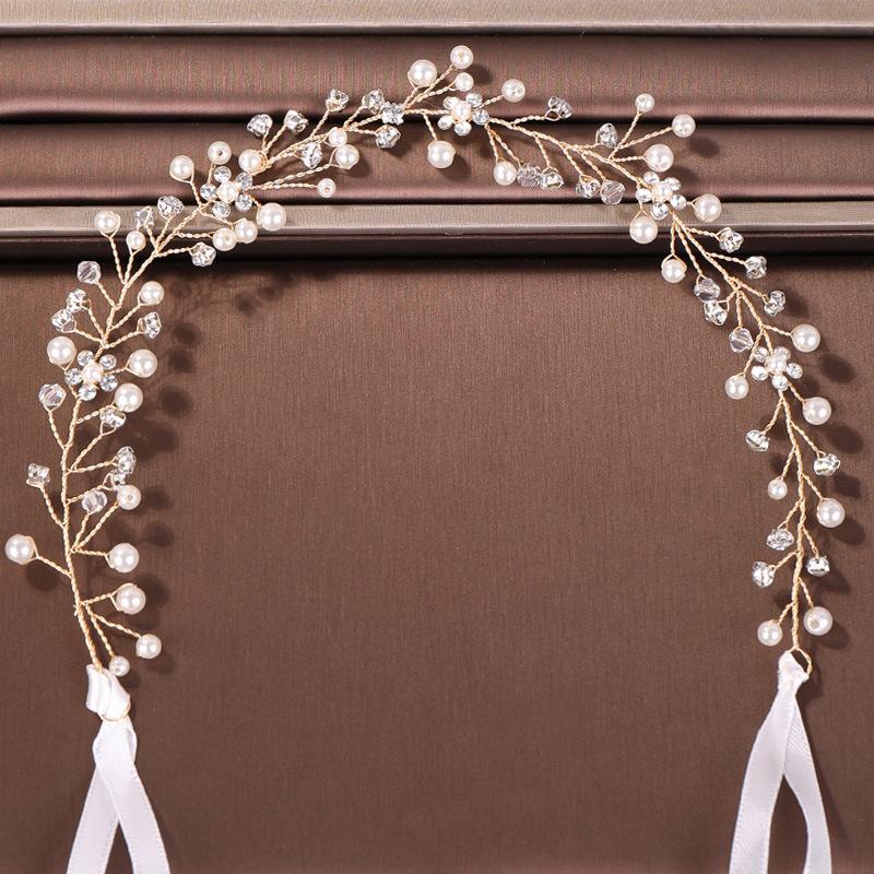 Crystal Pearl Headband Tiaras Flower Headpiece Hair Vine Women Hair Jewelry Bridal Hair Accessories Bridal Headpiece Hairband