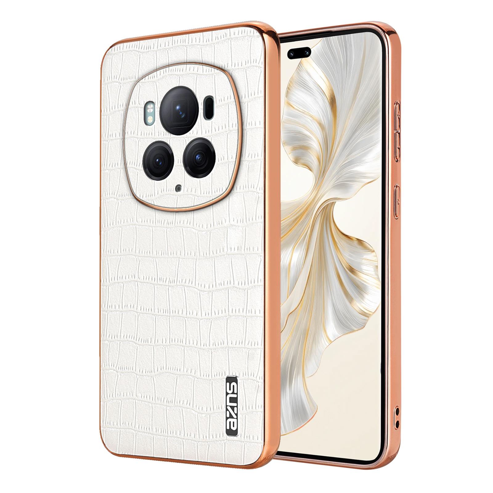 

Luxury Fashion Crocodile Pattern Electroplating Design Leather Phone Case For Honor Magic7 Pro Magic6 Magic6 Ultimate Back Cover Magic7 Pro белый