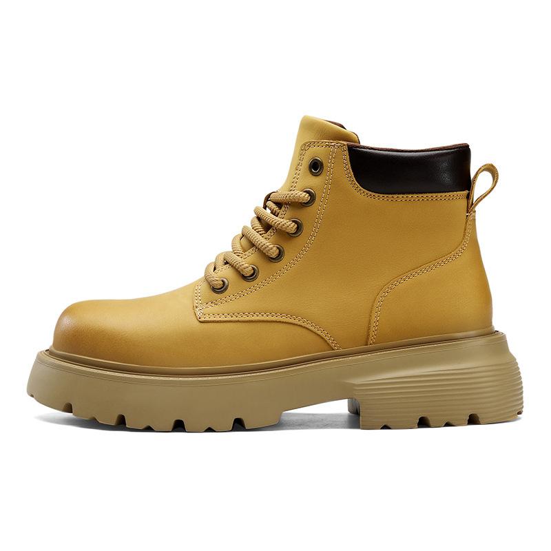 Thick-soled big yellow boots men's Martin boots 2025 winter new trendy shoes light-soled retro thick-soled heightening casual men's shoes