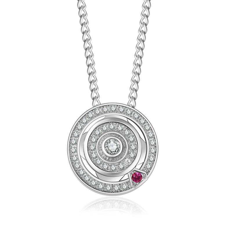 

Love Beautiful Compass Necklace In Titanium Steel With Eyecatching Detail Zirconia платиновий